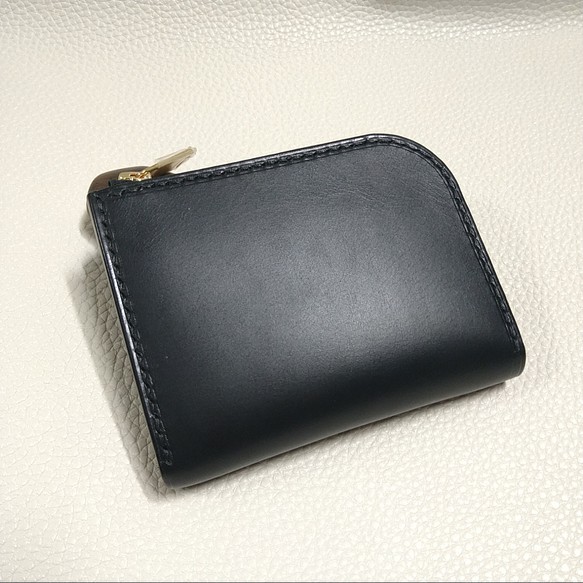 L字ファスナーウォレット～zipper wallet black&natural～ 1枚目の画像