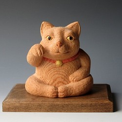 木彫　欅の招き猫 1枚目の画像