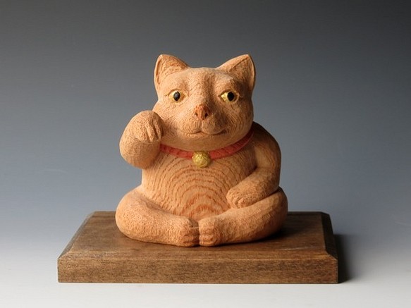 木彫　欅の招き猫 1枚目の画像