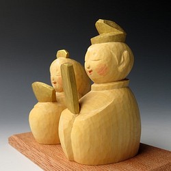 木彫　福々雛（榧材） 1枚目の画像