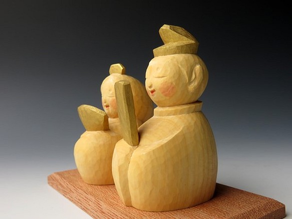 木彫　福々雛（榧材） 1枚目の画像