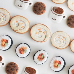 ウールフェルト手作りデザートシリーズ寿司ケーキクッキーコーヒーオリジナル手作りマグネット冷蔵庫ステッカージュエリー 1枚目の画像