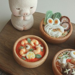 羊毛氈手作 晚餐系列 日式拉麵冬陰功湯 磁鐵/冰箱貼 第1張的照片
