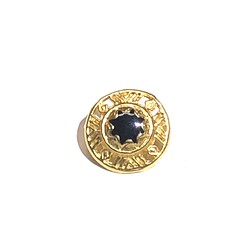 イタリア製アンティークメタルボタン◇ブラック×ゴールド 20mm 1枚目の画像