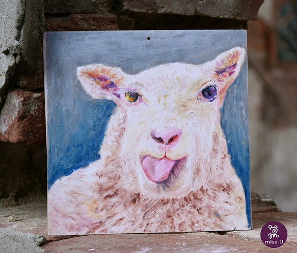 粉蠟筆畫-羊-試賣優惠手繪作品 第1張的照片