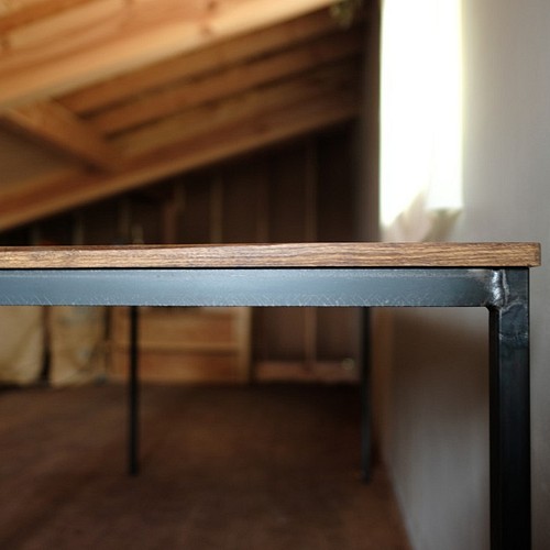 オーク古材を天板にしたアイアンフレームダイニングテーブル テーブル 