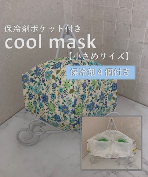 ~夏マスク~小さめ　保冷剤マスク  保冷剤4個付　立体マスク 1枚目の画像