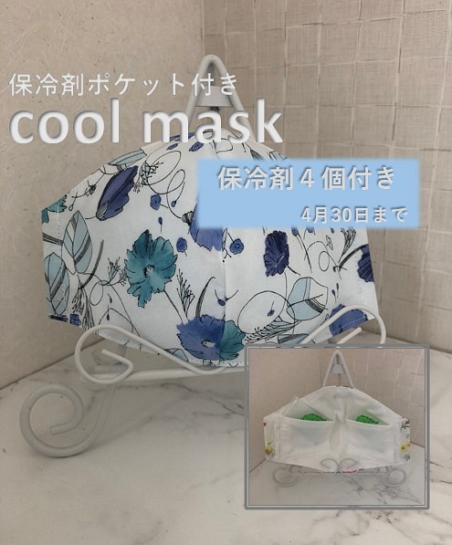 ~夏マスク~保冷剤マスク  保冷剤4個付　立体マスク 1枚目の画像