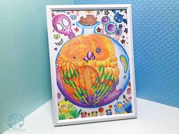 ｜鳥主人手繪｜ 魔法藥水｜金太陽鸚鵡 鸚鵡 色鉛筆 寵物 鳥 手繪 居家裝飾 藥水 第1張的照片