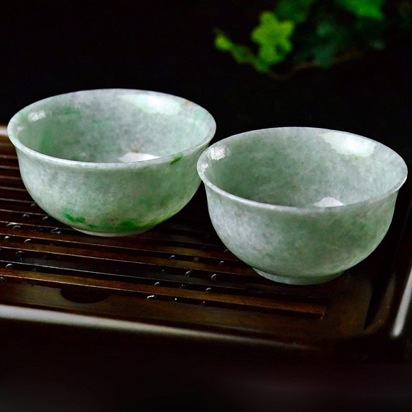 天然石 翡翠 お茶碗セット