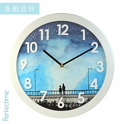 [手描き時計スポット]カスタマイズされた壁時計デスク時計壁時計専用時計夜の雪景色北欧のミニマリスト手描きの文化的で創造的な超静か 1枚目の画像