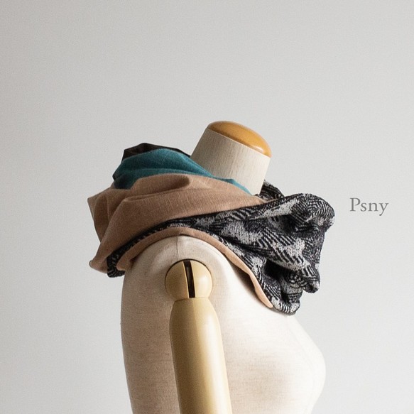 PSNY 免費送貨提花針織圍脖黑色設計和 3 色孔雀棕色米色 SD05 第1張的照片