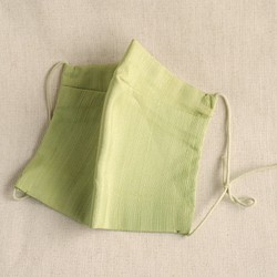 正絹と晒の布マスクゴム紐タイプ（黄緑） 1枚目の画像