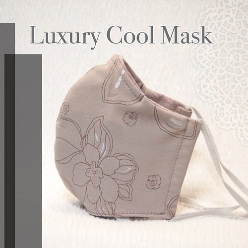 SALE【超立体マスク】【Mサイズ】 luxury cool mask：ベージュ花柄 布