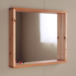 木製 はこ鏡　桧（ヒノキ）材1　ミラー　ボックス型 1枚目の画像