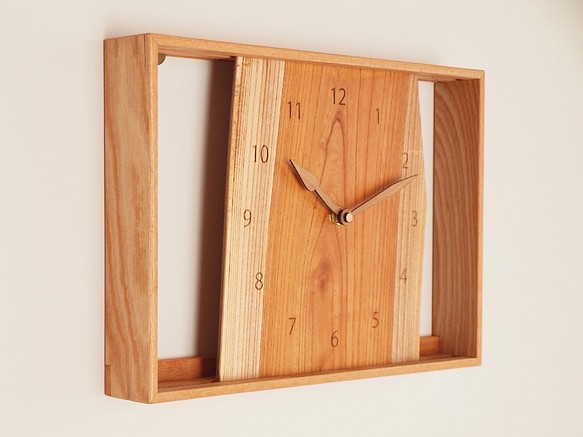 木製 箱型 掛け時計 欅（ケヤキ）材2 1枚目の画像