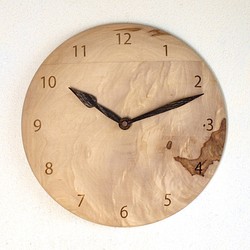 木製 掛け時計 丸 栃（トチ）材14 1枚目の画像