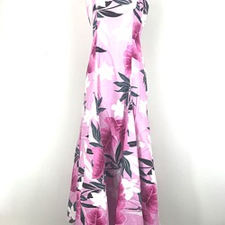 【1点限り激安】ハワイ柄ドレスサンプル用 ピンク プルメリアモチーフ 1枚目の画像