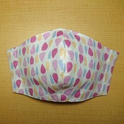 ☆SALE☆【送料無料】ハンドメイド 立体布マスク ダブルガーゼ コットン100%  大人用 しずく柄 ピンク 1枚目の画像