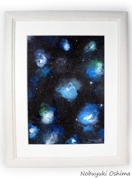 アクリル絵画「Space Paint（2020-03）」原画 額装品【手描き／宇宙
