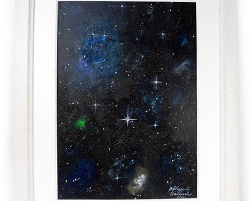 アクリル絵画「Space Paint（2020-02）」原画 額装品【手描き