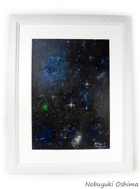 アクリル絵画「Space Paint（2020-02）」原画 額装品【手描き／宇宙