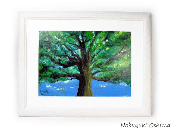 アクリル絵画「the TREE」原画 額装品【手描き／木・樹木・自然・美術