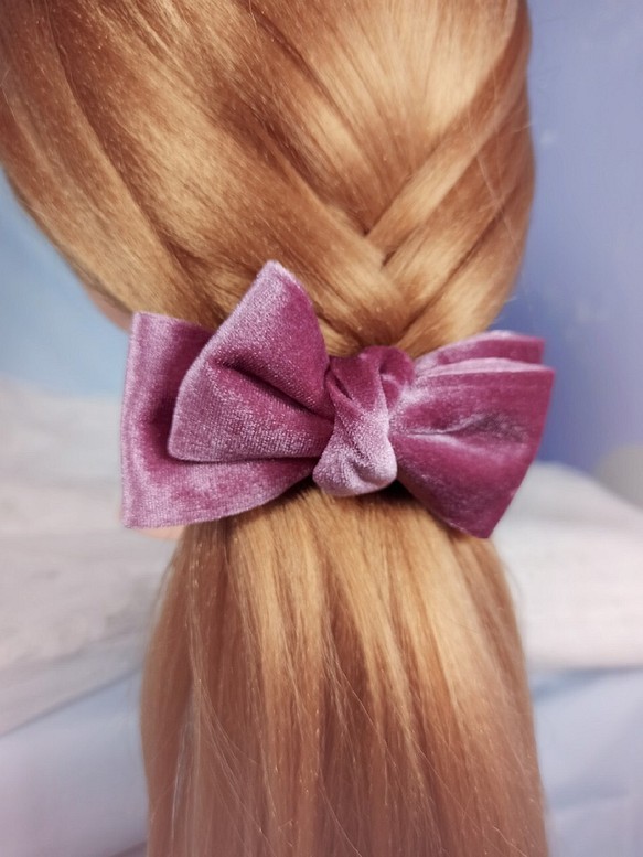 Dreamy 雙層藕紫蝴蝶大彈簧夾 質感絲絨天鵝絨髮夾 手作髮飾 手工飾品 第1張的照片
