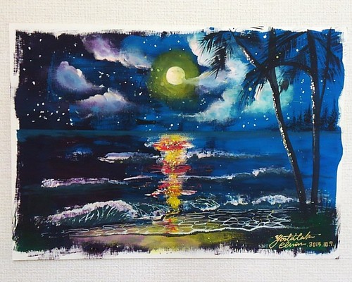 光る絵画 midnight moon 絵画 知念慶昂 通販｜Creema(クリーマ)