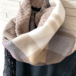 暖かフリース&ボアmix スヌード　ネックウォーマー　マフラー　大人女性用　 1枚目の画像