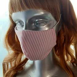 ピンクのストライプ柄・夏マスク 1枚目の画像