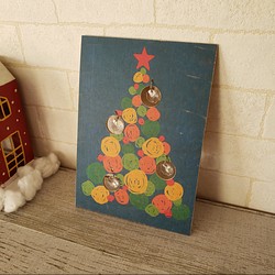絵本に出てきそうなかわいいクリスマスツリー柄☆A5ウッドプレート3 1枚目の画像