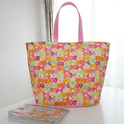 リボンちょうちょ♡ピンクのプールバッグ～透明ポーチ付き 1枚目の画像