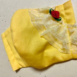 子供用　プリンセスマスク　立体マスク　バラ　フリル　黄色　 1枚目の画像