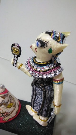 バステト神とリングホルダー プレゼント 猫 古代エジプト神 壁画 ファラオ ハトホル 創作人形 Evus