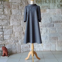 （M）傳教學校女士Roll Color古典連衣裙四分之三袖格倫格紋 第1張的照片
