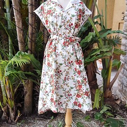 [英式花園襯衫裙]植物花卉連帽法式袖 第1張的照片