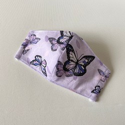 R＊手拭い　和柄蝶　紫　立体マスク大人用 1枚目の画像