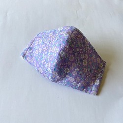 R＊ガーゼ花柄　紫色　立体マスク大人用 1枚目の画像