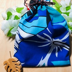 K-9ハワイアン 巾着　リバーシブル　Hawaii　プレゼント　おしゃれ　長持ち 1枚目の画像