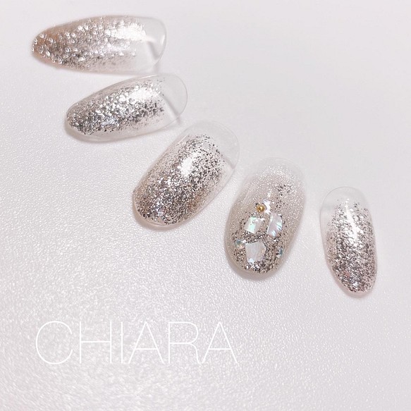 No 598 シェルとキラキラグリッターネイル パーティ ブライダル お呼ばれ ネイルチップ ネイルシール 大人ネイルチップ Chiaranails 通販 Creema クリーマ ハンドメイド 手作り クラフト作品の販売サイト