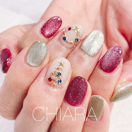 No 604 キラキラマグネットネイル 冬ネイル Xmas ネイルチップ ネイルシール 大人のネイル Chiaranails 通販 Creema クリーマ ハンドメイド 手作り クラフト作品の販売サイト