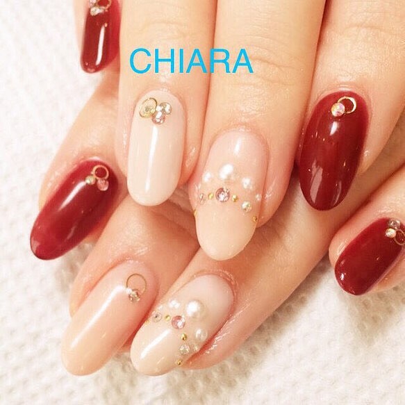 No 000 ボルドーパールの上品ネイル ブライダル お呼ばれ デート ネイルチップ ネイルシール 大人ネイルチップ Chiaranails 通販 Creema クリーマ ハンドメイド 手作り クラフト作品の販売サイト