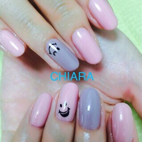 No 55 ハッピースマイルネイル ピンク パープル デート 普段使い ネイルチップ ネイルシール 大人ネイルチップ Chiaranails 通販 Creema クリーマ ハンドメイド 手作り クラフト作品の販売サイト