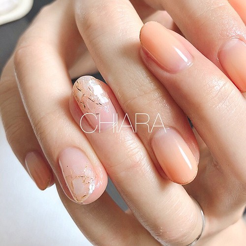 No 353 オレンジグラデシェル オフィス ブライダルお呼ばれデート ネイルチップ ネイルシール 大人のネイル Chiaranails 通販 Creema クリーマ ハンドメイド 手作り クラフト作品の販売サイト