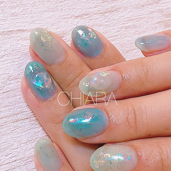 No 358 シーグラスアートネイル ブライダル リゾート 旅行 お出かけ ネイルチップ ネイルシール 大人ネイルチップ Chiaranails 通販 Creema クリーマ ハンドメイド 手作り クラフト作品の販売サイト