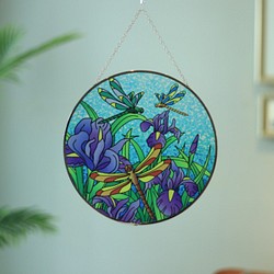 Sun Catcher・捕光者・Suncatcher・直徑25cm・彩繪玻璃吊飾・蜻蜓款 第1張的照片