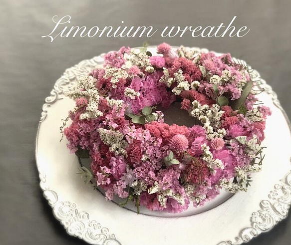 【母の日SALE】Limonium wreathe リモニウムリース  ドライフラワー 誕生日 新築祝い プレゼント 1枚目の画像