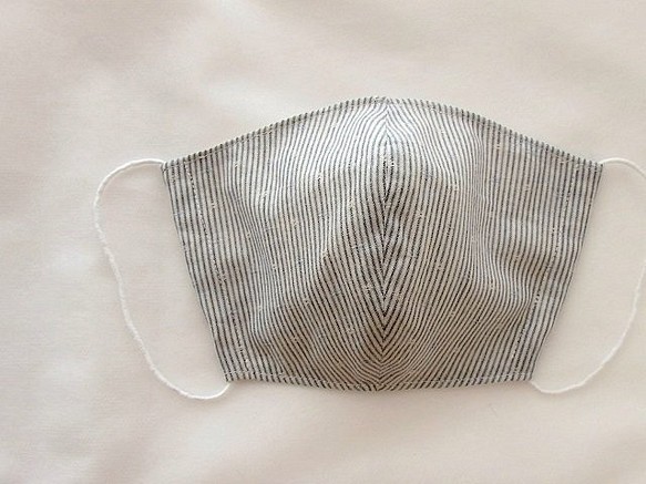 立体布マスクa　オーガニックコットン・ストライプ　M 1枚目の画像