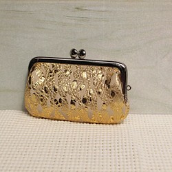 意大利皮革錢包（牛皮：金色/米色） 第1張的照片